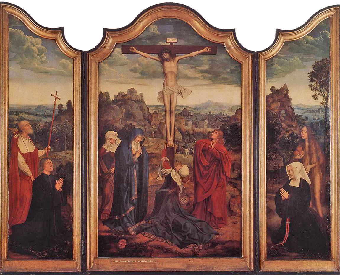 christ on the cross with donors